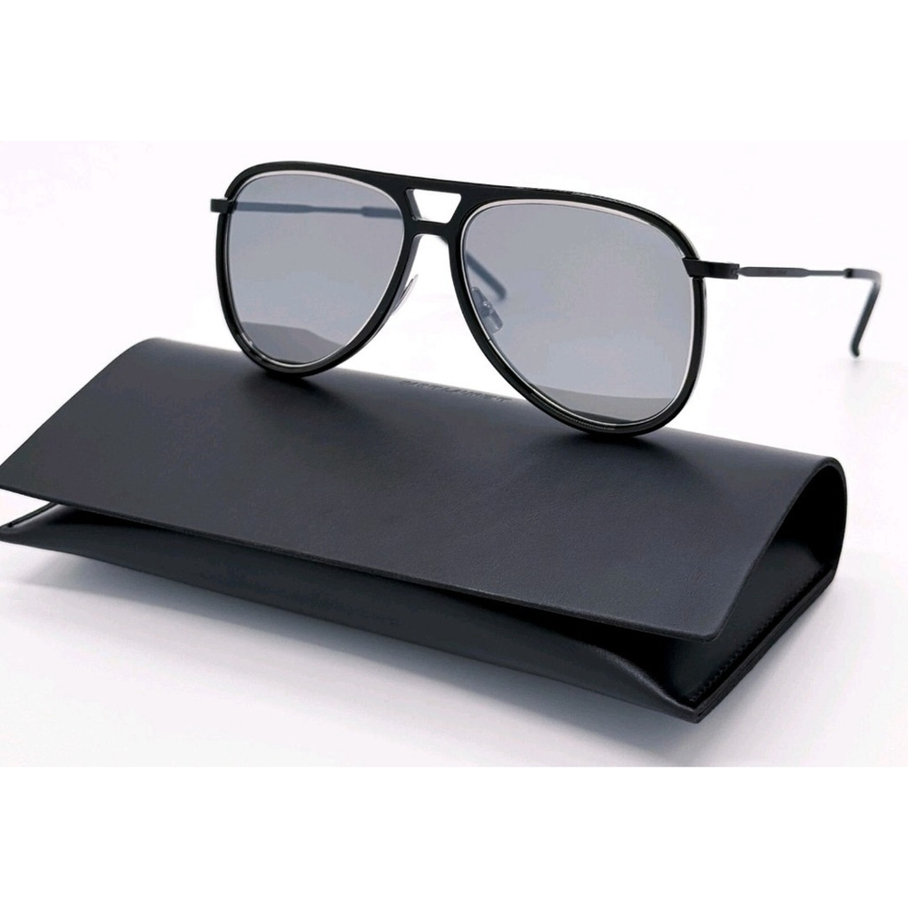 NEW SAINT LAURENT CLASSIC 11 RIM 002 BLACK, SILVER SUNGLASSES